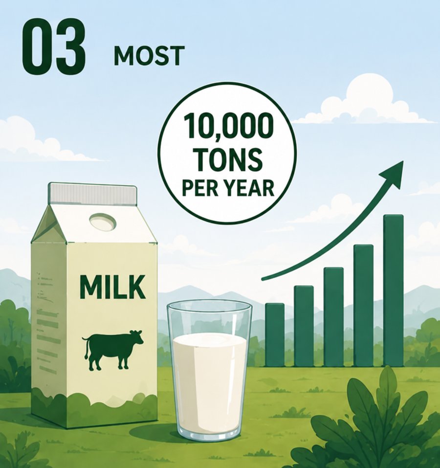 Several cartons of raw milk lined up — Most